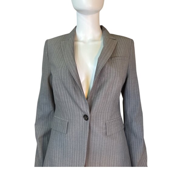 Banana Republic Gray Pinstripe One-Button Blazer Wool Blend MSRP $198 Sz 6 NWT - Picture 1 of 8